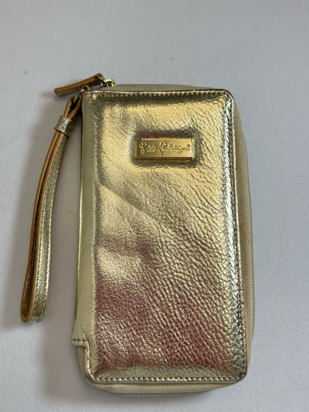 Lilly Pulitzer Gold Metallic Wristlet Wallet with Strap